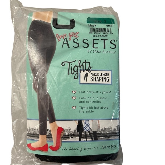 Assets by Sara Blakely Women’s Black Ankle Length Shaping Tights Sz 3, 849B NWT - Picture 1 of 6